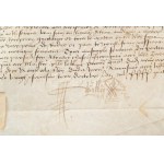 1487 Landon, Franciaországban kiállított kilépési engedély rendből? Pergamen, aláírt ...