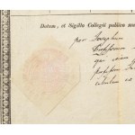1839 Debreceni Református Kollégium bizonyítványa, aláírásokkal. Kerekes Ferenc matematikus, Kalós Mózes...