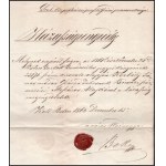 1862 Szab. Kir. Pestvárosi Poroszlói Század Parancsnokságának házassági engedélye, viaszpecséttel...