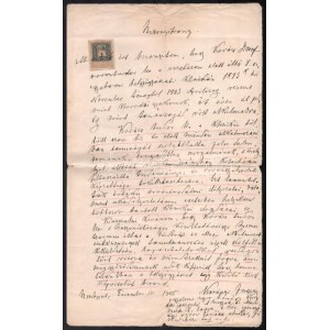 1905 br. Korányi Frigyes (1827-1913) által kiállított orvosdoktori munkáltató bizonyítvány...