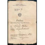 1919 Ógyalla (Hurbanovo/Stará Ďala), fényképes igazolójegy magántisztviselő részére (Legitimations-Karte)...