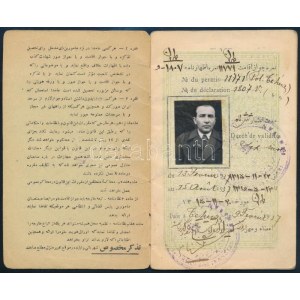 1937 Iráni fényképes tartózkodási engedély (Permis de Séjour) magyar személy (Michel (Mihály) Szilványi részére)...