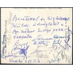 1957 Lengyelországi sakkversenyről írt levelezőlap Kossa István miniszternek magyar sakkozók (BP. Meteor...