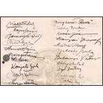 cca 1920-30 A kor híres, neves festőművészei, grafikusai autográf aláírásai: Nádler Róbert, Major Jenő, Bardócz Dezső...
