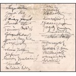cca 1920-30 A kor híres, neves festőművészei, grafikusai autográf aláírásai: Nádler Róbert, Major Jenő, Bardócz Dezső...