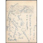 1959 Az MTK labdarúgó csapatának tagjai által aláírt képeslap, Gellér, Szimcsák, Kuti, Molnár, Lantos stb.az MTK...