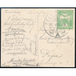 1910 Tildy Zoltán (1889-1961) leendő államfő és mások által aláírt mini képeslap