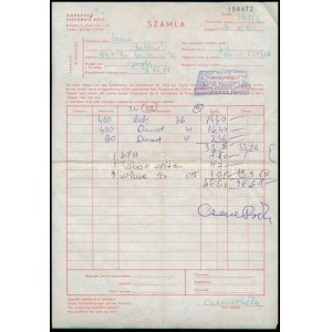 ifj. Czene Béla (1911-1999) festőművész autográf aláírása a Konsumex Diplomata Bolt által 1981-ben kiállított számlán...