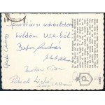 1973 Amerikából küldött képeslap az ökölvívó válogatott csapat aláírásával Szedő, Badari, Botos, Jakab, Orbán, Német. ...