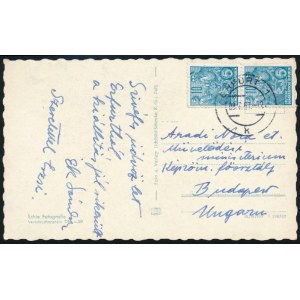 1957 Ék Sándor (szül. Leicht) (1902-1975) Kossuth-díjas festőművész, grafikus saját kezűleg megírt, aláírt képeslapja...