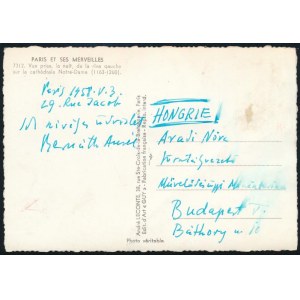 cca 1960 Bernáth Aurél (1895-1982) Kossuth-díjas festőművész, grafikus saját kezűleg megírt, aláírt képeslapja...