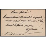 1915 Hegedűs Gyula (1870-1931) színész saját kezű sorai névjegykártyáján