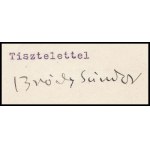 cca 1894 Bródy Sándor (1863-1924) aláírása egy Wodianer F. és Fiai részére szóló fordítással (Hófehérke...
