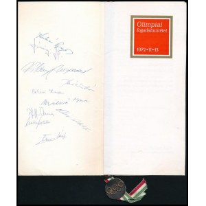 1972 A Müncheni olimpia olimpiai fogadalomtételére szóló meghívó, benne számos sportoló aláírásával, közte...