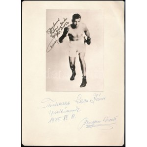 William Harrison Jack Dempsey (1895-1983) amerikai profi bokszoló, nehézsúlyú világbajnok dedikált fotója papírlapon...