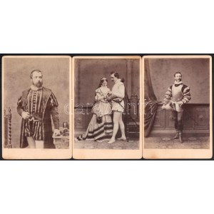 cca 1875 A. Maysl Brünn. 6 db kabinetfotó színdarabról. Színészek együtt és külön. 11x17 cm ...