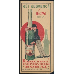 Két kedvenc! Én és a Badacsony Csopkavidéki Borai számolócédula, kis sarokhiánnyal, 13x6 cm