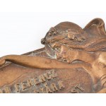 Hirmann Ferencz Fémárugyára Budapest feliratú szecessziós fém tábla, 20×11 cm ...