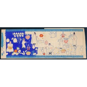 Stühmer bonbon reklámterv, 1925-35 körül. Akvarell, ceruza, karton. Jelzés nélkül. Törésnyomokkal. 9...
