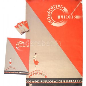 cca 1930 Gottschlig likőr reklám plakát terv, akvarell, papír, 39x26 cm, Galambos Margit (?-?) jelzett munkája ...