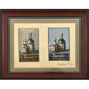 Bertalan Rózsa (1900-1987): Zwack Likőrgyár (reklám vagy plakátterv). Akvarell, papír, jelzett...