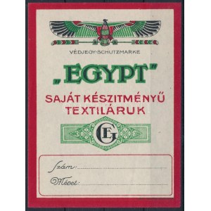 cca 1930 Egypt textil védjegy reklámcímke / Cloth label 8x12 cm