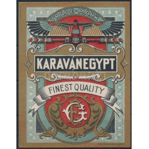 cca 1930 Karavan Egypt textil védjegy reklámcímke / Clothes label 8x12 cm