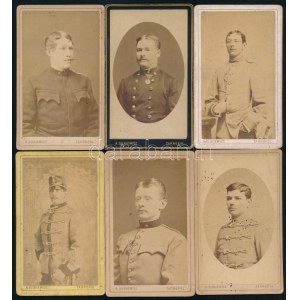 cca 1890 6 db katona feliratozott vizitkártyája, rajta a rendfokozat és az egység megnevezésével: huszár, ulánus...