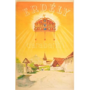 1940 Erdélyi részek visszacsatolásának emlékére. 60x90 cm kis szakadással ...