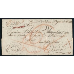 1831 Portós teljes levél / Unpaid cover, piros / red KETSKEMET - Wien