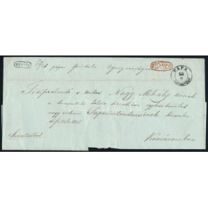 ~1845 Hivatalos levél / Official cover PÁPA + piros / red FRANCO - Komárom