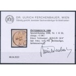 1850 1kr HP type III. narancs / orange SEMLIN Certificate: Ferchenbauer