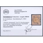 1850 1kr MP type III. citromsárga / yellow BAHNHOF / PEST. Certificate: Steiner