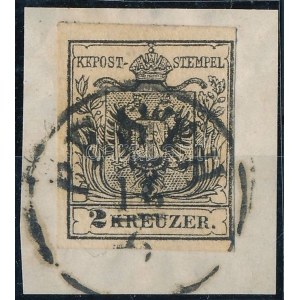 1850 2kr mélyfekete, type: MP III. / deep black PESTH Certificate: Babor