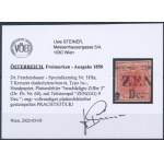 1850 3kr HP type Ia. sötét élénkpiros, lemezhiba a 3-as számjegyben / dark bright red, plate flaw ZEN(GG) Certificate...