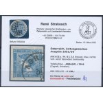 1851 Kék Hírlapbélyeg type IIc / blue Newspaper stamp AGRA(M) Certificate: Strakosch