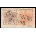 1852 6kr + 3kr HP I. levélen / on cover PRESSBURG - Neusohl