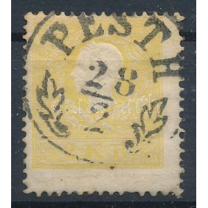 1858 2kr type IIa. a bélyegkép erősen balra tolódott, enyhe ránc alul / shifted perforation, light crease on below ...