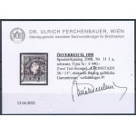 1858 3kr type Ia, fekete / black KRONSTA(DT) Certificate: Ferchenbauer