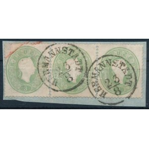 1861 3kr hármascsík zöld / green, stripes of 3 HERMANNSTADT