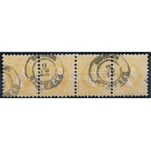 1867 2kr vízszintes 4-es csík, okkersárga / Mi 35 stripe of 4, ochre yellow EPERJES