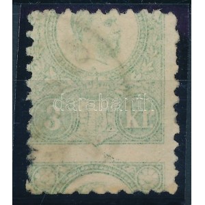 1871 Réznyomat 3kr a hátoldalon eltolódott fordított ívszínátnyomat ...