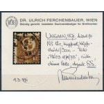 1871 Réznyomat rézvörös 15kr, decentrált / copper red PÉCS Certificate: Ferchenbauer