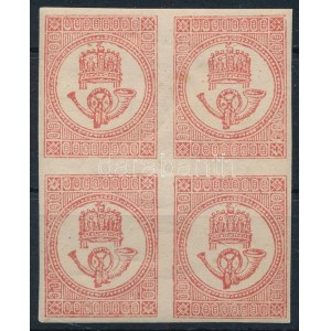 1871 Hírlapbélyeg négyestömb / Newspaper stamp block of 4 (MBK 450 p)