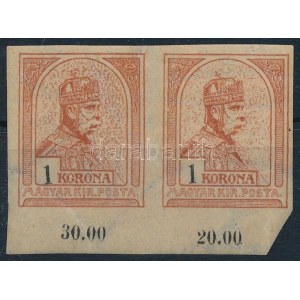 1900 Turul 1K ívszéli vágott pár számvízjellel!!! Rendkívül ritka, számvízjellel csak néhány darab létezhet! ...