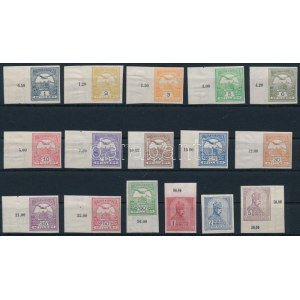 1909 Turul vágott sor, mindegyik ívszéli kivéve a 2K / imperforate complete set