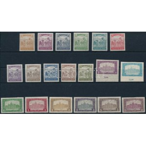 1916 Arató-Parlament vágott sor / Mi 190-207 + 212 imperforate set