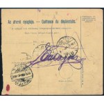 1916 Csomagszállító 95f bérmentesítéssel, 15f fekbérrel és 25f visszajelentési díjjal ...