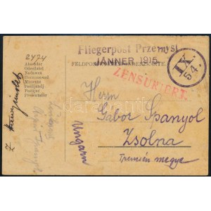1915 Tábori posta levelezőlap / Field postcard Fliegerpost przemysl JÄNNER 1915 + IX. 54.
