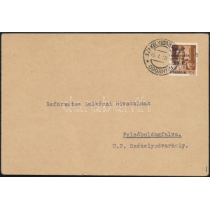 1945 Levelezőlap 50P/4f bélyeggel / Cover with 50P/4f franking SZÉKELYUDVARHELY Signed: Bodor